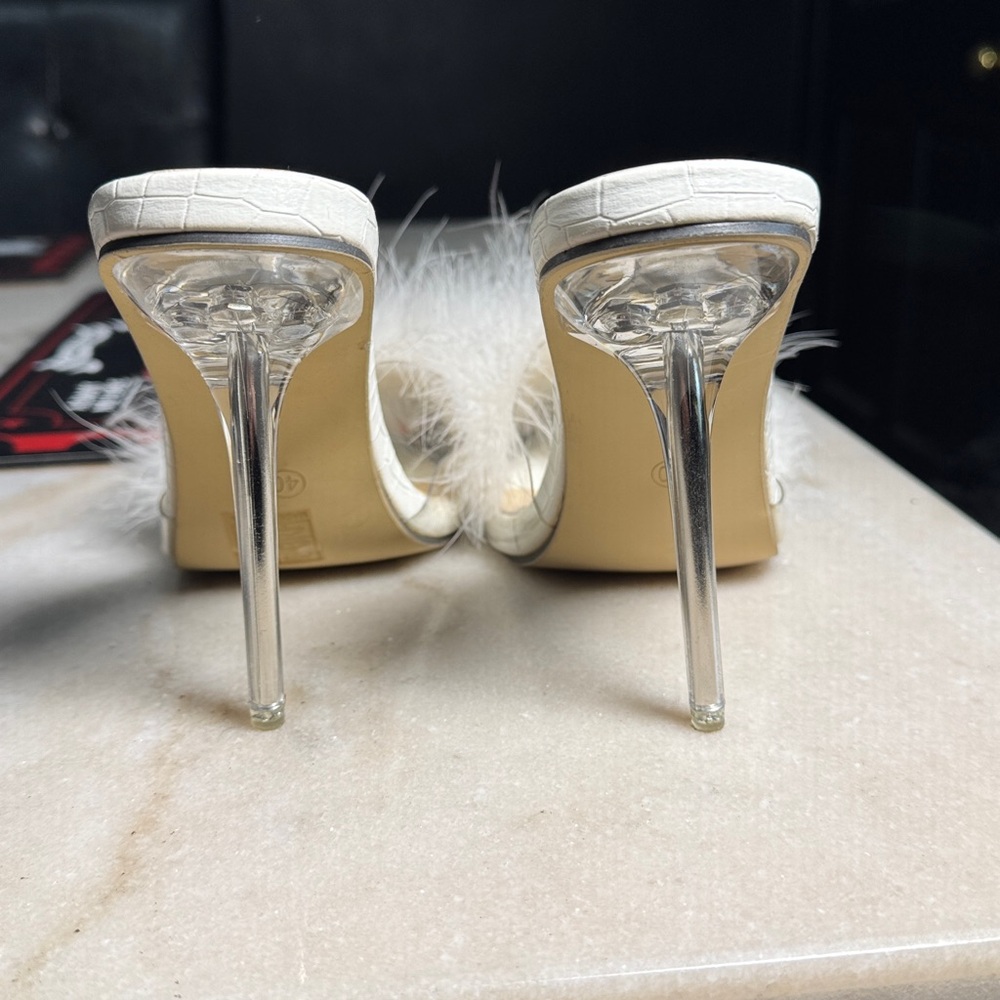 White maribou heels 9 - Picture 4 of 8